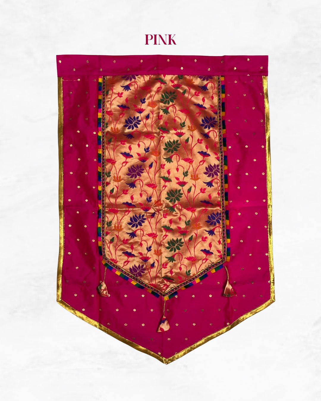 Paithani Backdrop 40"x27" - Silk Ganpati Decoration for 1.5-2 ft Idols