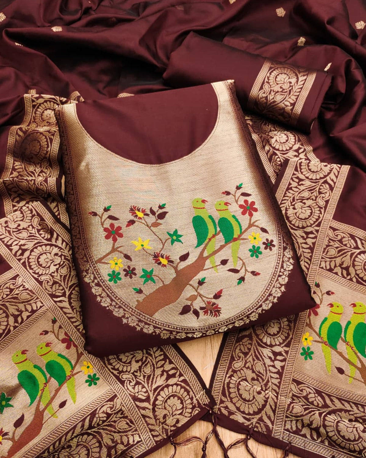 Saarika - Paithani Dress Material