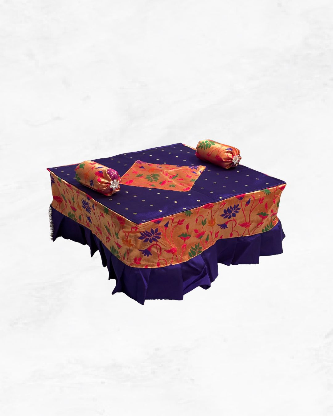 Paithani Chaurang Cover 18x18" - Silk Puja Cloth for Ganpati & Vastu Shanti
