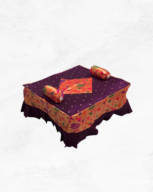 Paithani Chaurang Cover 18x18" - Silk Puja Cloth for Ganpati & Vastu Shanti