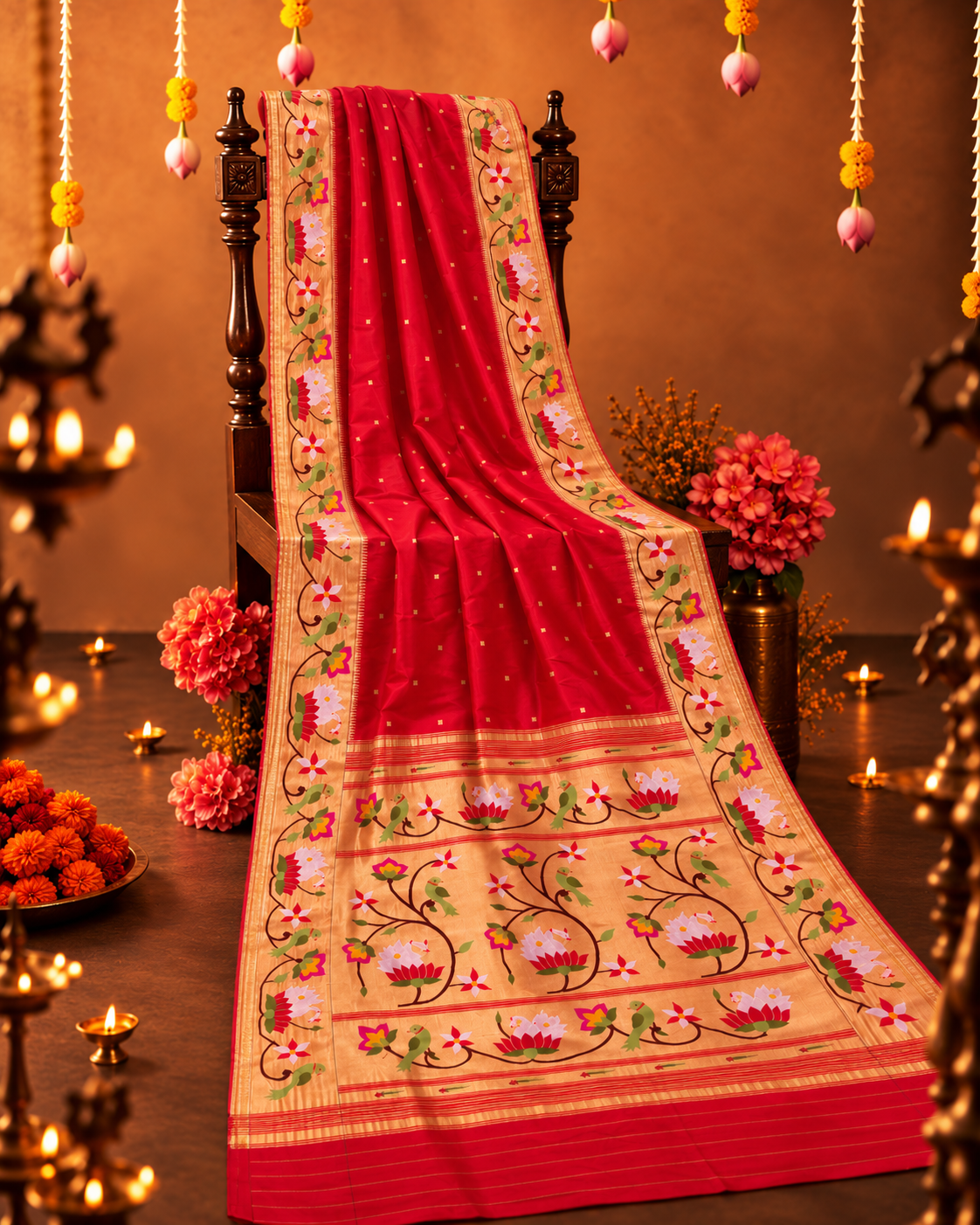 Pure Silk Swan Border Paithani