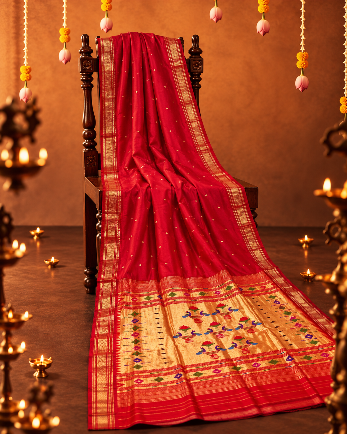 Pure Silk Yeola Double Pallu Paithani