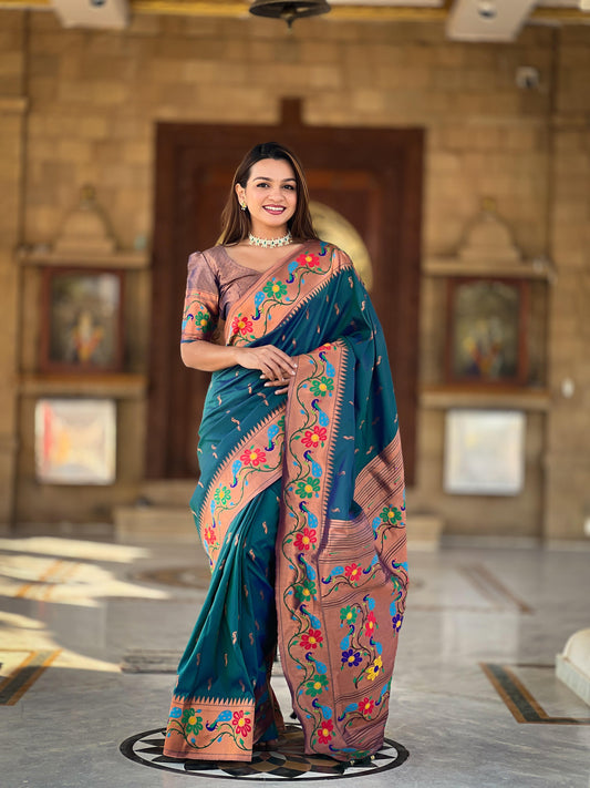 Soft Paithani with Zari Weaving - Kalavya