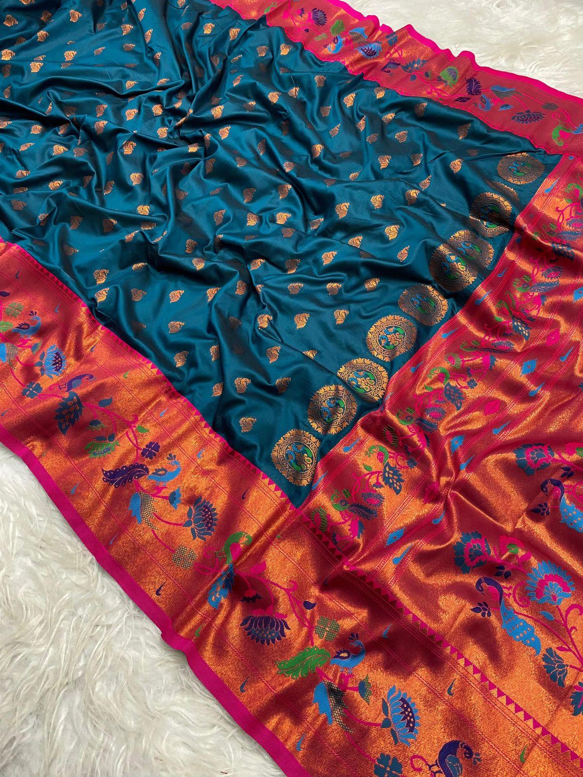 Soft Silk Paithani with Zari Weaving - Kalavya