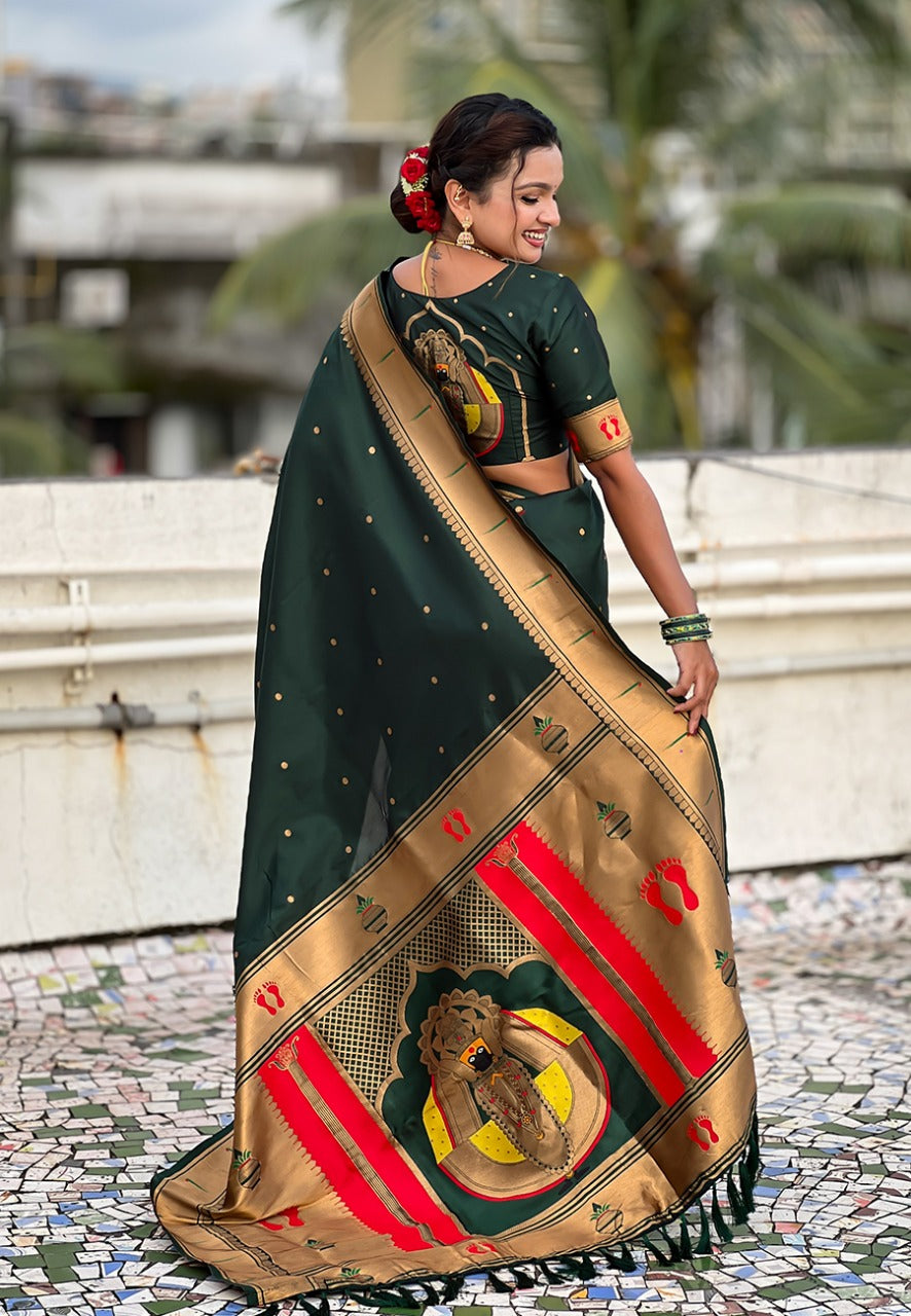 Green Mahalaxmi Maharani Paithani Saree