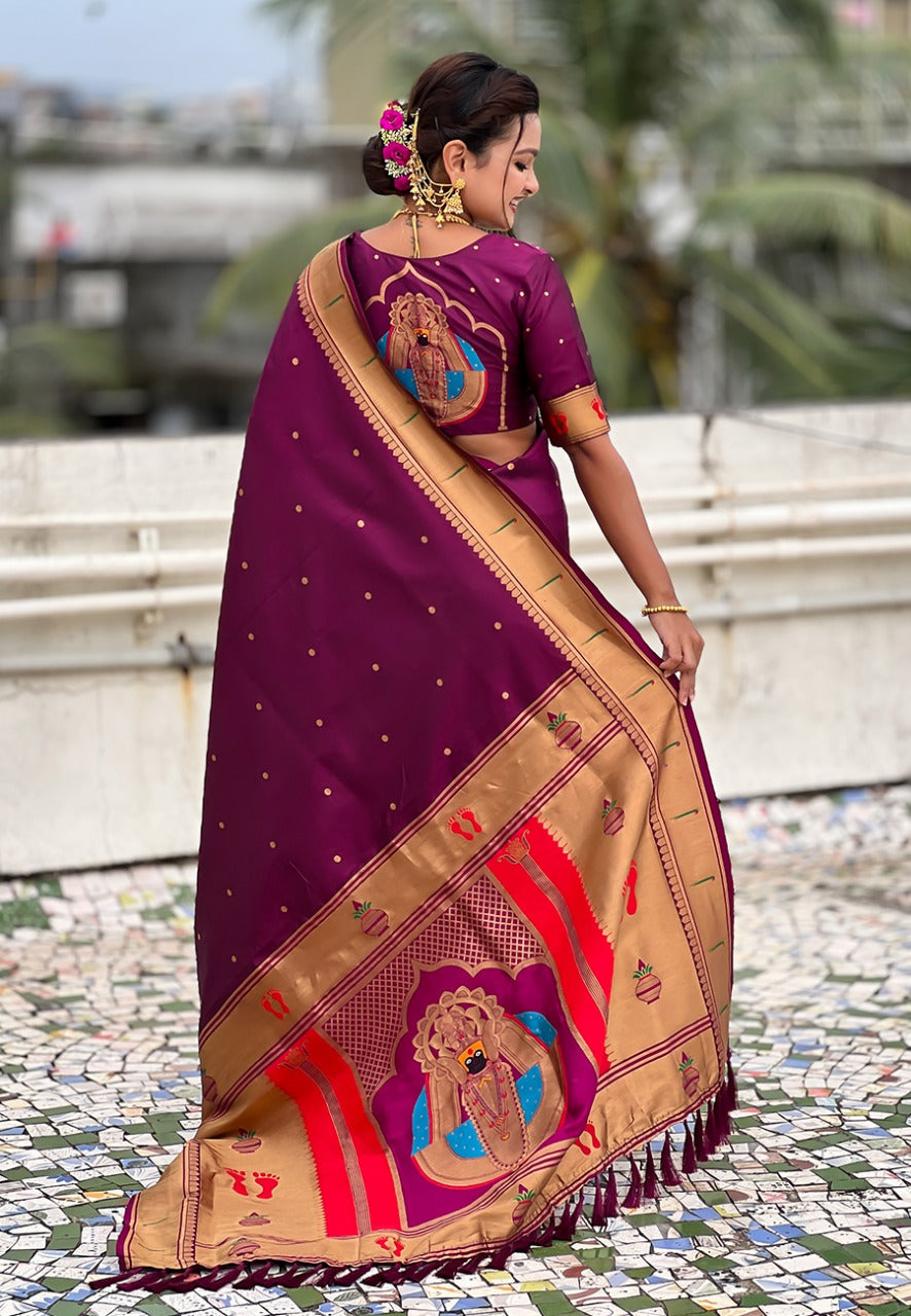 Purple Mahalaxmi Maharani Paithani Saree