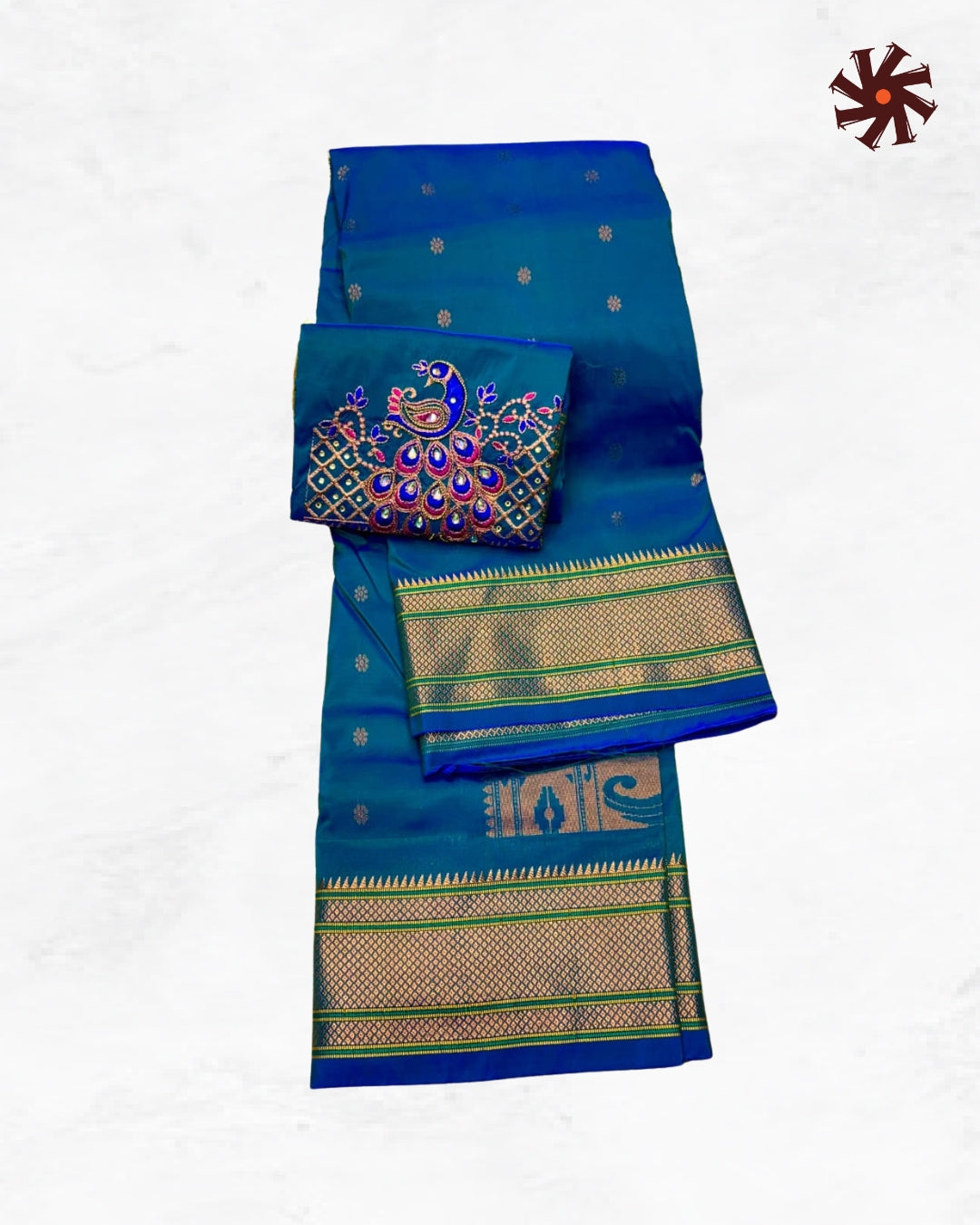 Blue Kaveri Kadiyal Paithani Saree