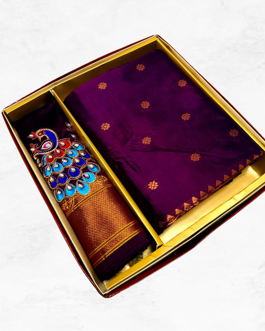 Premium Kalanjali Paithani with Handwork Embroidery Blouse - Kalavya