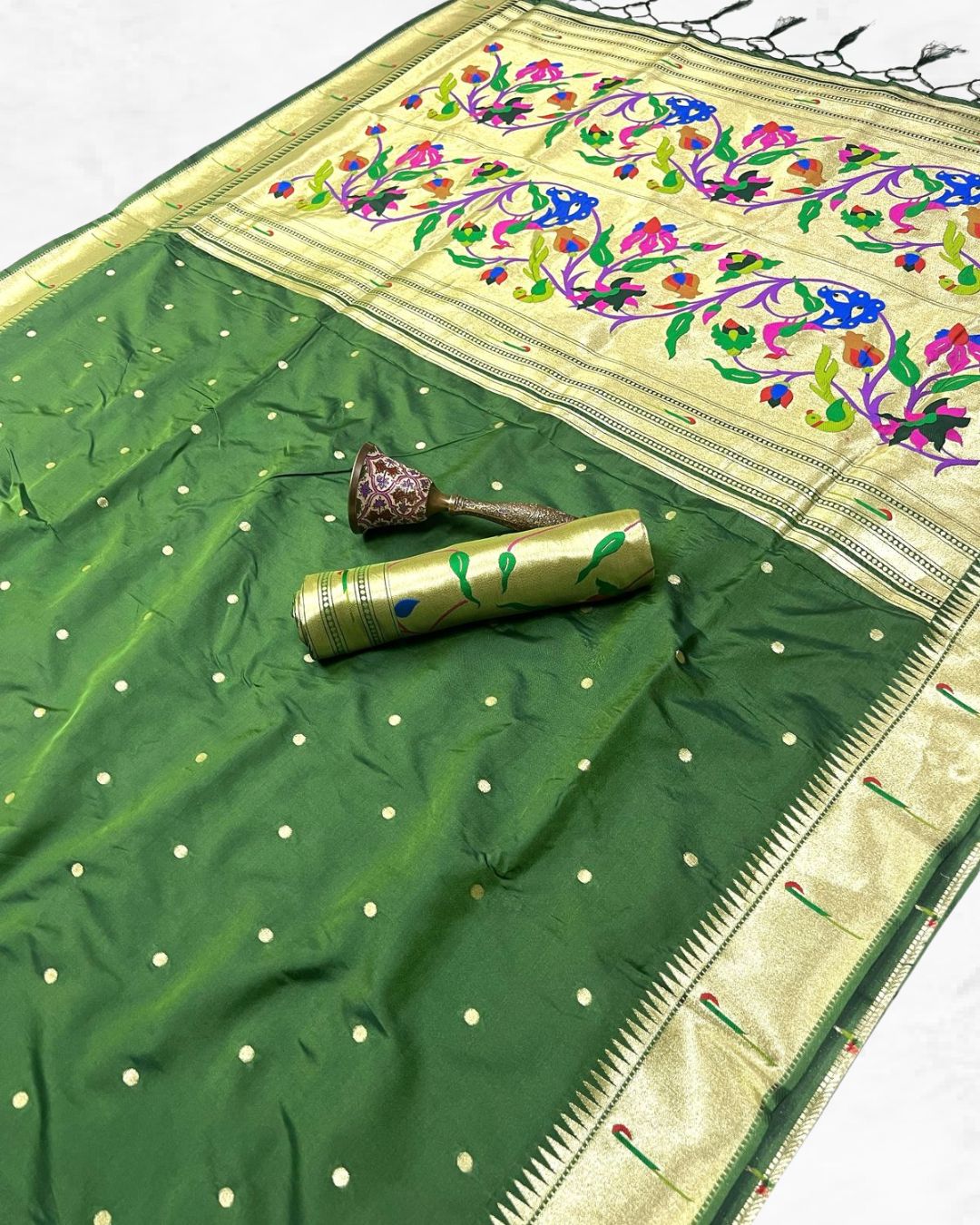 Pure Soft Gold Zari Paithani Saree - Kalavya
