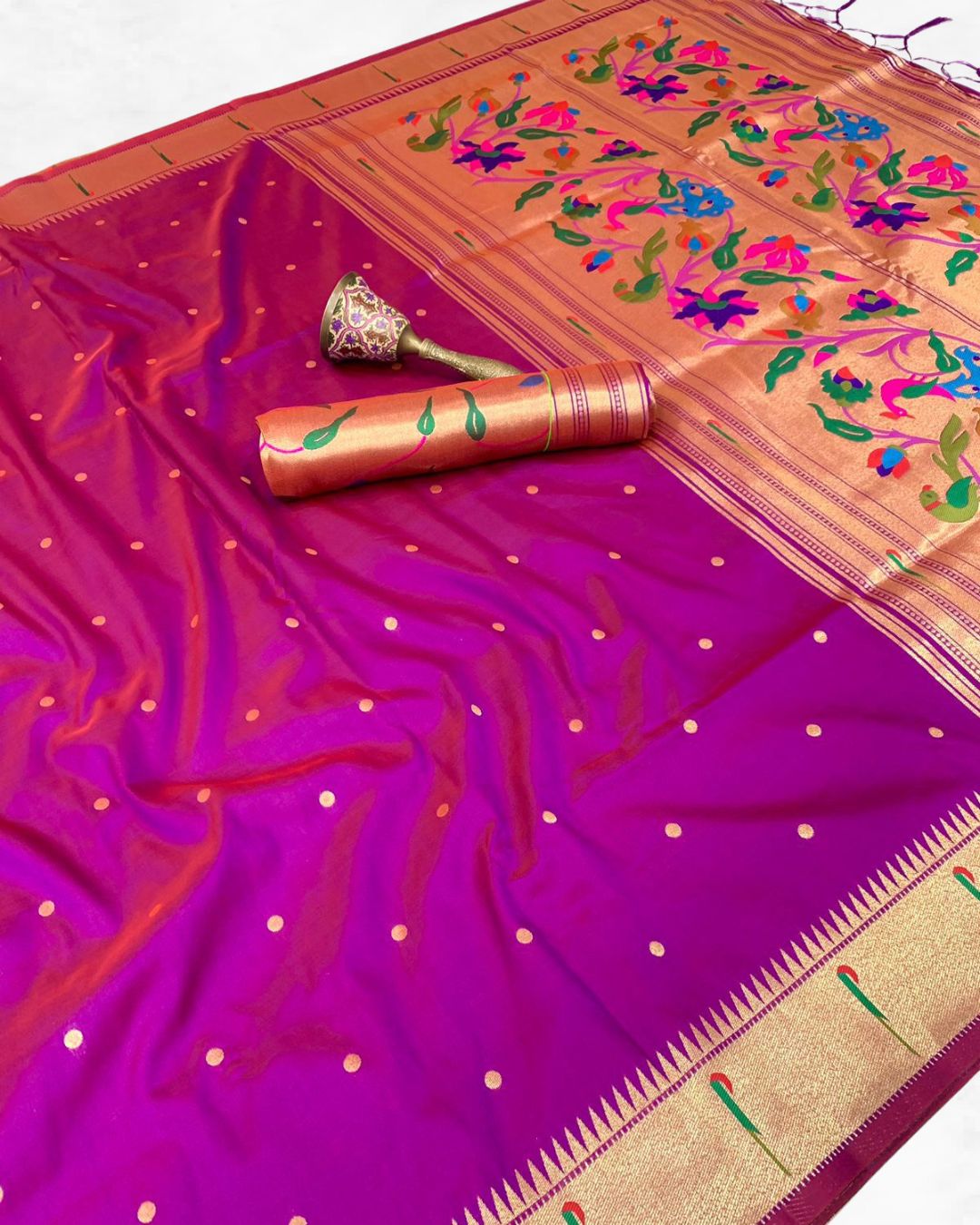 Pure Soft Gold Zari Paithani Saree - Kalavya