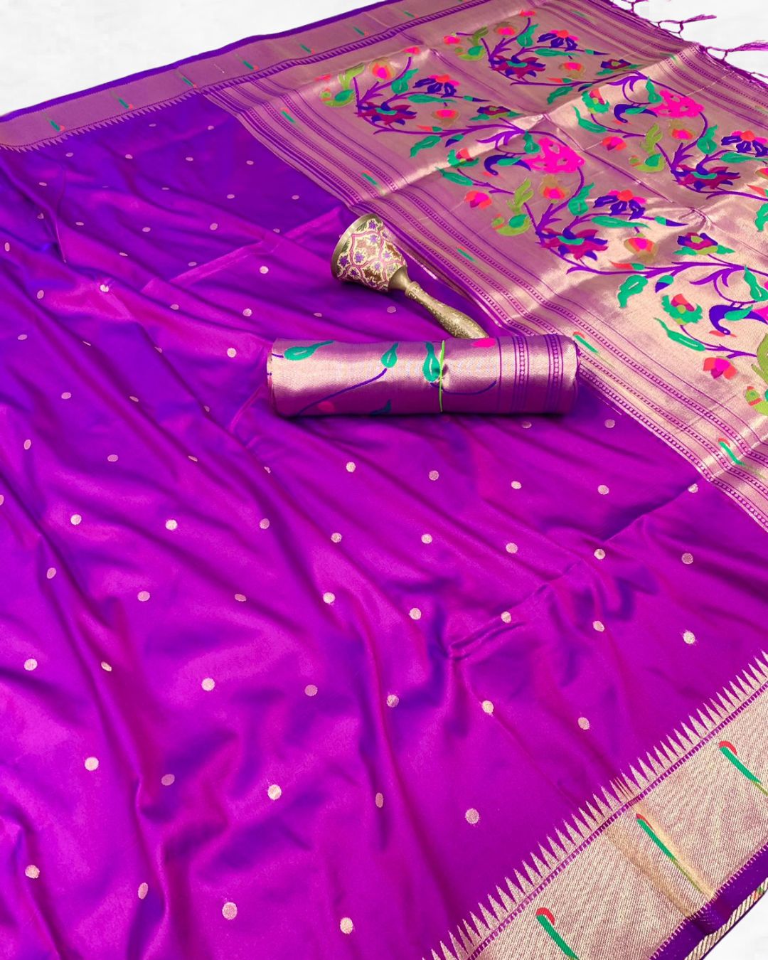 Pure Soft Gold Zari Paithani Saree - Kalavya