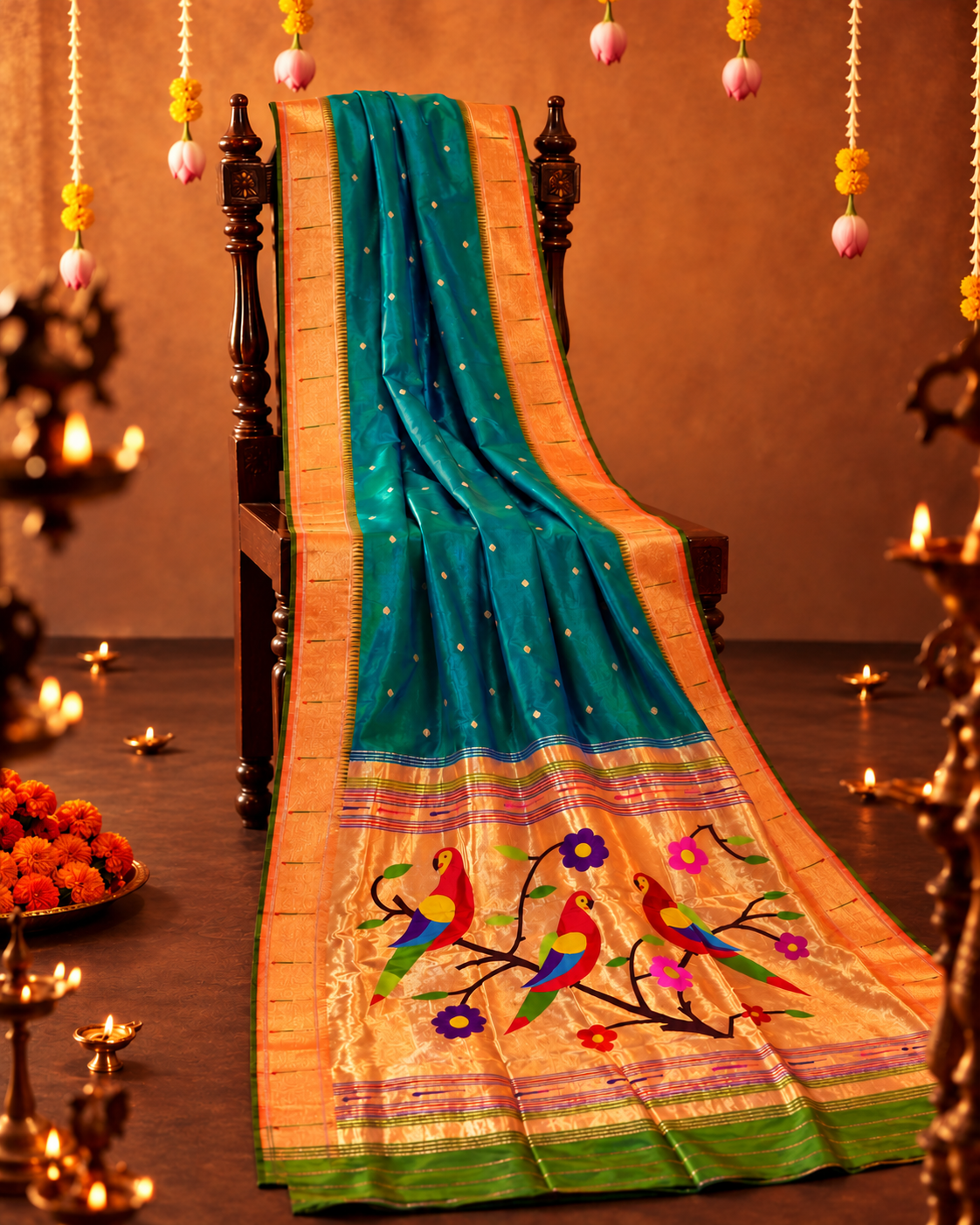 Pure Silk Single Muniya Paithani
