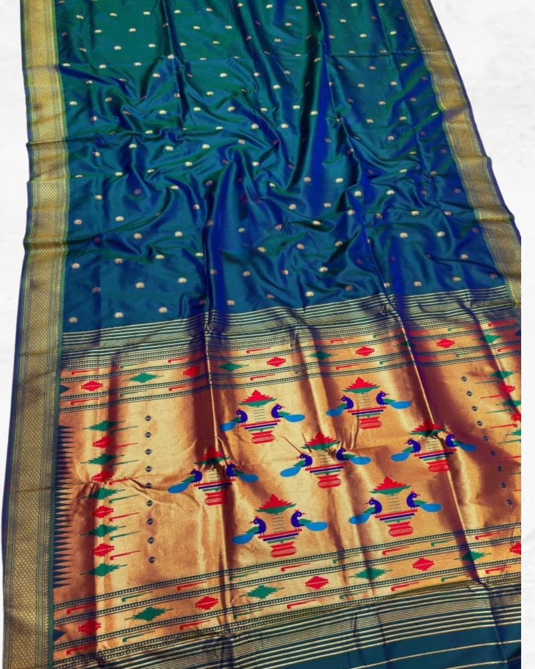 Blue Traditional Yeola Double Pallu Paithani Saree