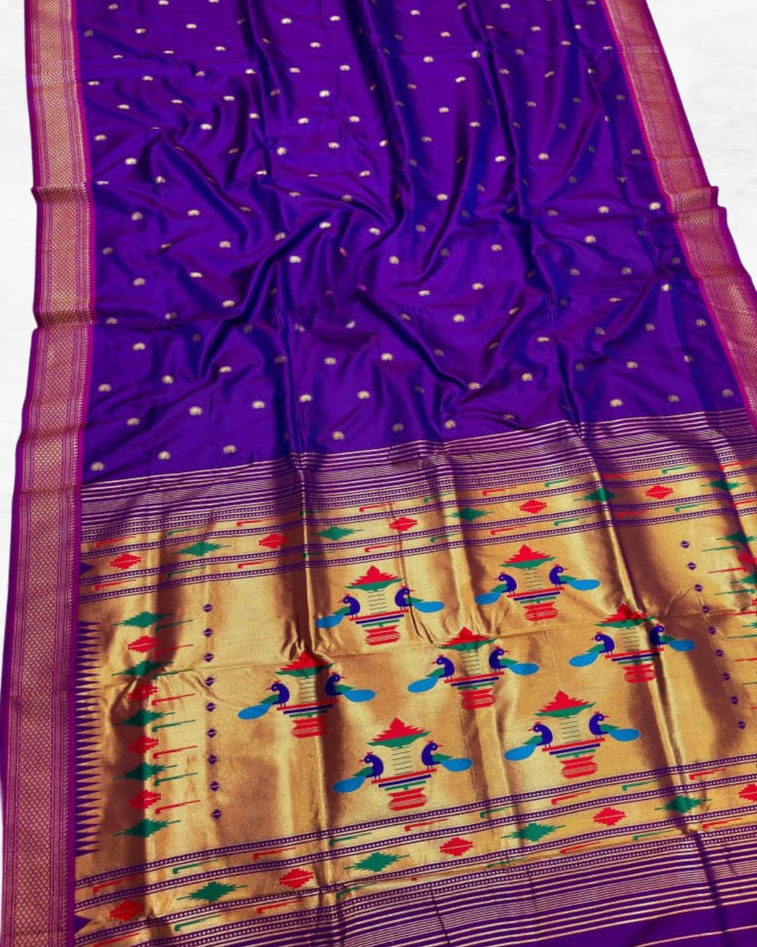 Royal Blue Traditional Yeola Double Pallu Paithani Saree