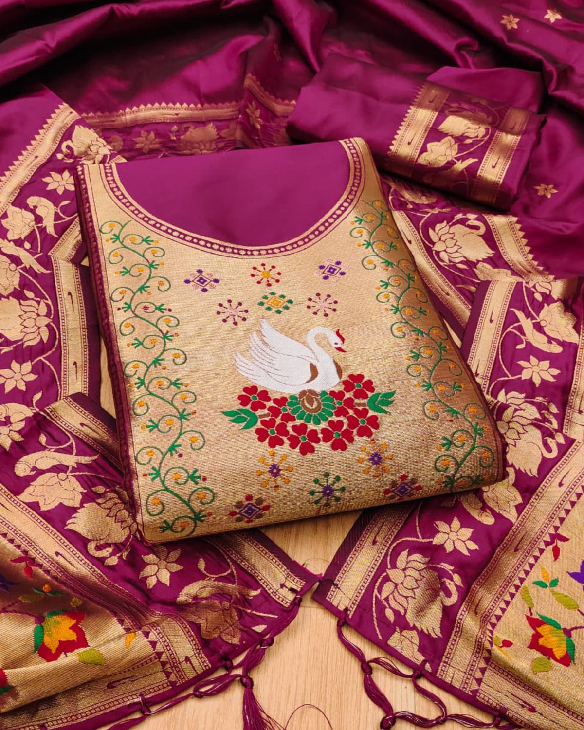 Rajhans - Paithani Dress Material