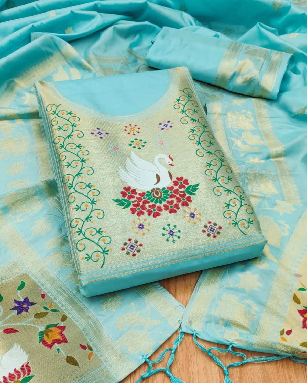 Rajhans - Paithani Dress Material