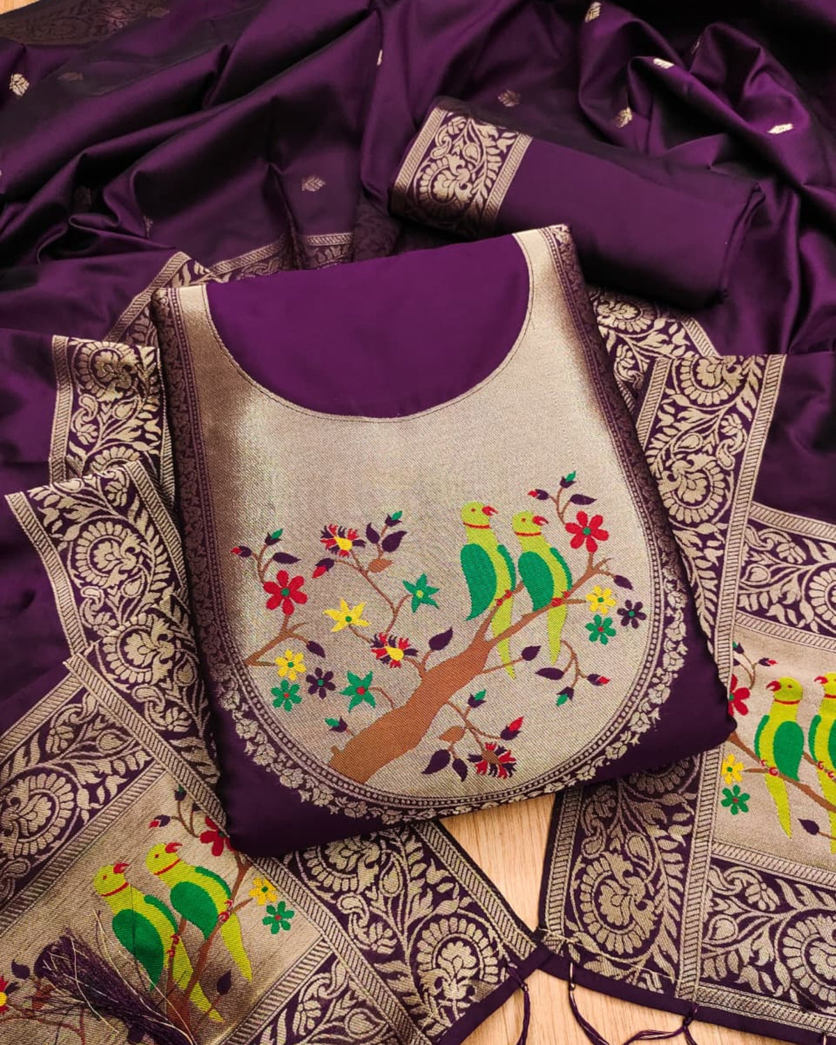 Saarika - Paithani Dress Material