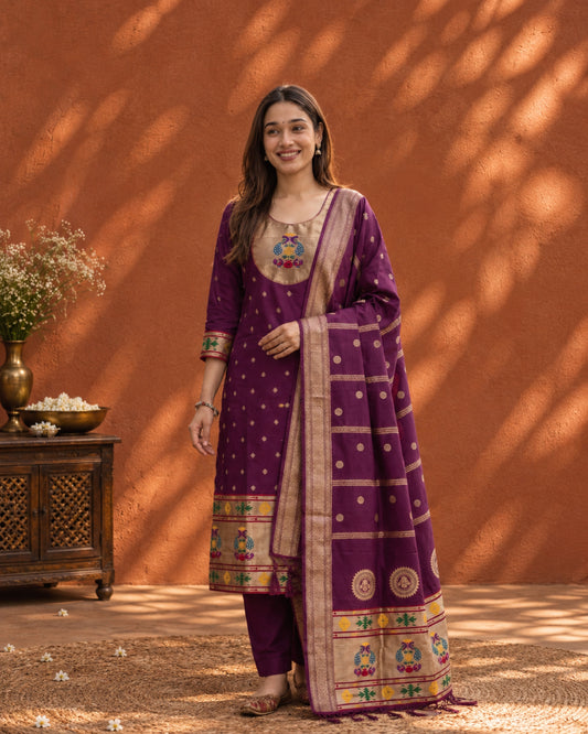 Mayura - Paithani Dress Material